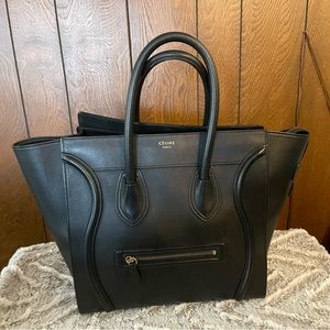 Celine Phantom black luggage bag 18x13x18 with handle soft leather